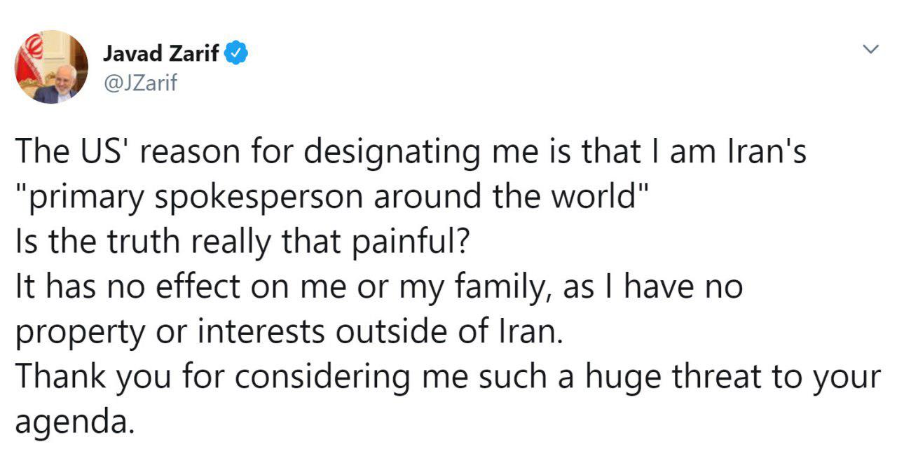 آمریکا ظریف را تحریم کرد